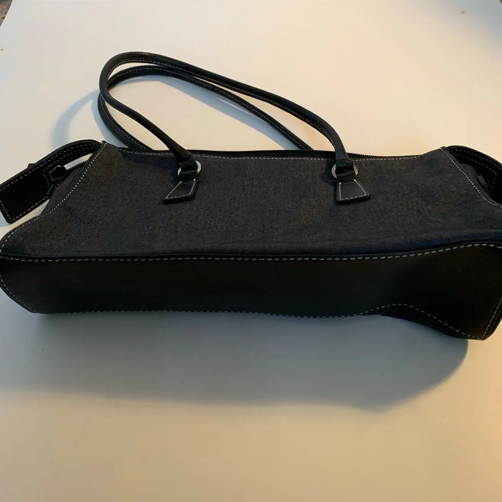 Ann Taylor Black Fabric Shoulder Bag Gray Handbag